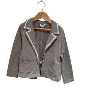3Pommes Gray Jersey Blazer with White Accents